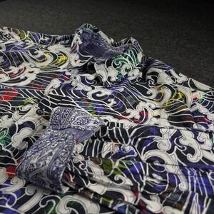 Robert Graham Button Down Shirt Long Sleeve Great Wave Hokusai Print Men's 4XL